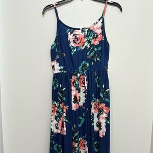 Floral Maxi Dress in Blue and Pink Size Large